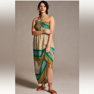 Tiny twist halter maxi dress